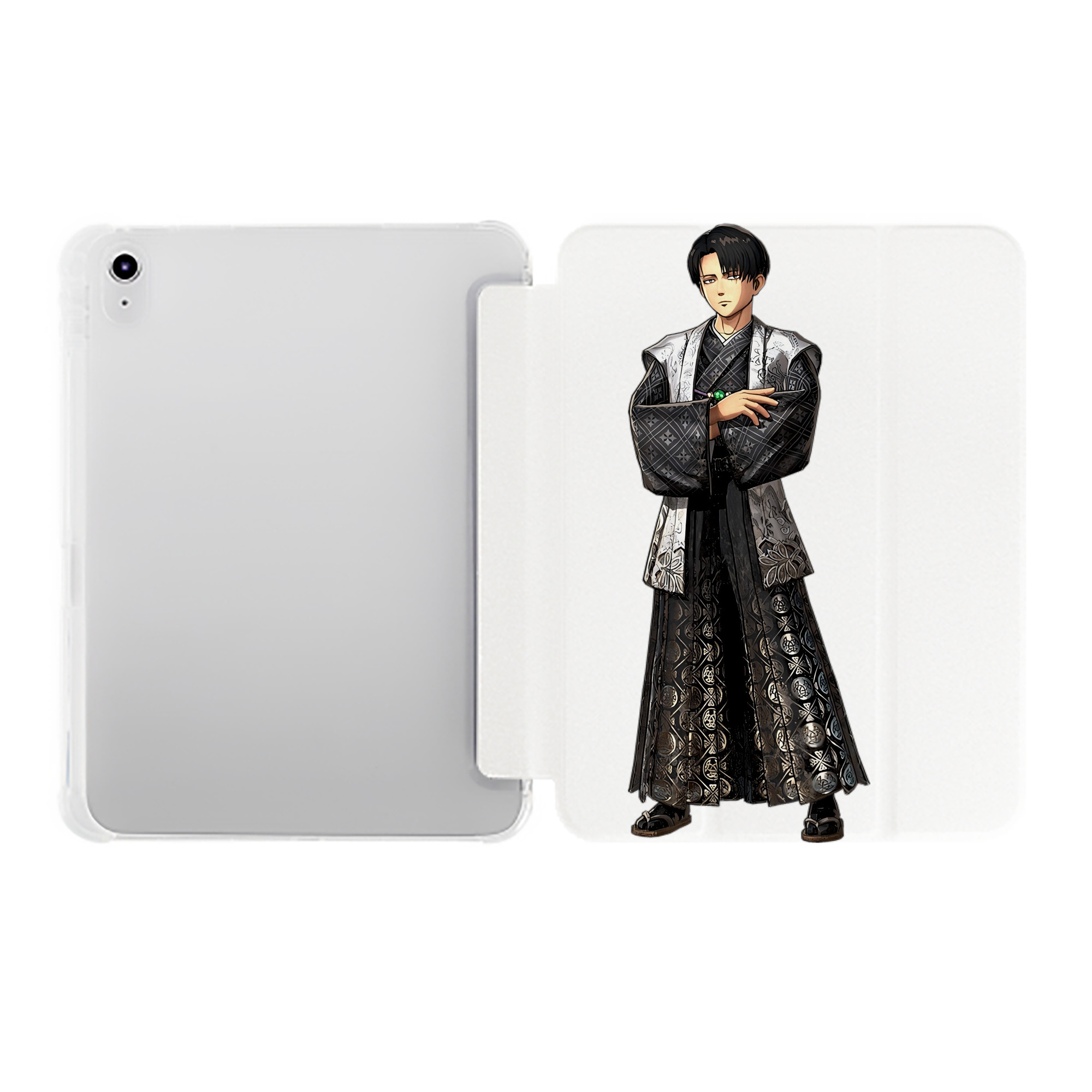 （画像用） 進撃の巨人 リヴァイ·アッカーマン Attack on Titan Levi Ackerman IPad ケース ペン収納付き 三つ折りスタンド PUレザー×シリコン 対応機種9.5/10.5/10.9インチ